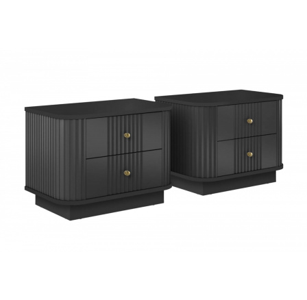 2 x VESPER NOČNÍ STOLEK 56 2SZ - černý MDF / černý MDF / zlaté úchyty / sokl 2 x VESPER NOČNÍ STOLEK 56 2SZ - černý MDF / černý MDF / zlaté úchyty / sokl