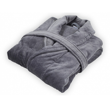 Velurový župan šedý S