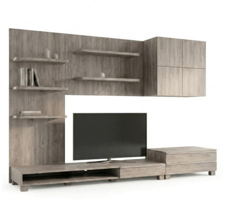 Obývací stěna 300x59x210cm, mdf, hnědá, 9HQ08