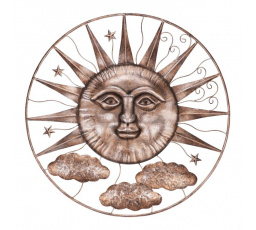 Slunce s obláčky - kovová nástěnná dekorace, měděná