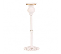 Svícen kovový - 24 cm, na kónickou svíčku, bílý