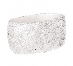 Obal betonový - truhlík, motiv jehličí, bílo-stříbrný