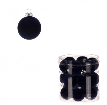 Kulaté sametové ozdoby - pr. 4 cm, modré, cena za balení (18 ks)