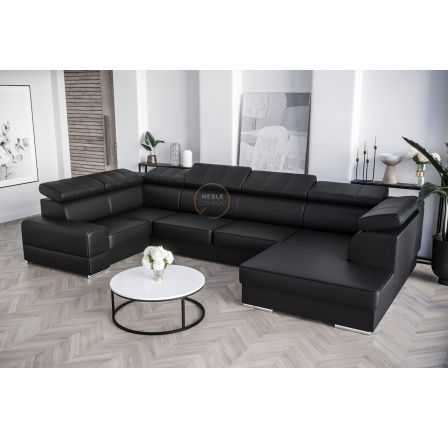 Rohová sedací souprava ROYAL MAX I 210x375x185 - černá eko kůže , levá Rohová sedací souprava ROYAL MAX I 210x375x185 - černá eko kůže , levá