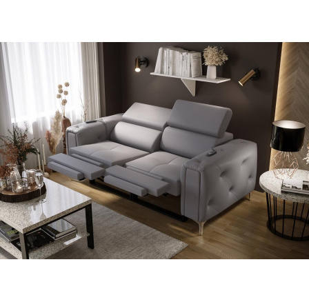 Sofa ORION II , relax 190 cm přírodní kůže - Šedá kůže