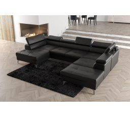 Rohová sedací souprava TOSCANIA MAX II 170x350x220 - černá eko kůže , pravá
