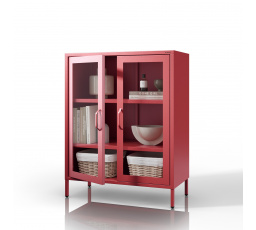 Nízka prosklená vitrína červená: Moderní GINA, 800 x 1015 x 400 mm