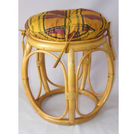 Ratanová taburetka široká medová polstr okrový Ratanová taburetka široká medová polstr okrový