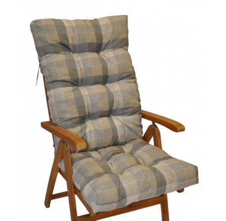 Polstr na teakové zahradní křeslo vysoké - látka UNIKO šedá kostka