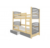 Dvoulůžková patrová postel s matracemi OSUNA Pine+Gray