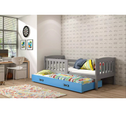 Dětská postel KUBUS s přistýlkou 90x200 cm, bez matrací, Grafit/Modrá