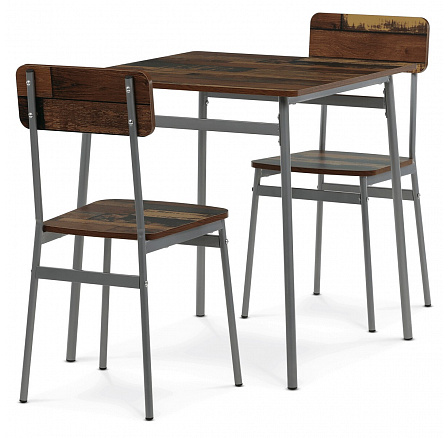 Jídelní set s 2 židlemi, 70x70x76cm, mdf, old wood, AUT-O2122 OLW2 Jídelní set s 2 židlemi, 70x70x76cm, mdf, old wood, AUT-O2122 OLW2