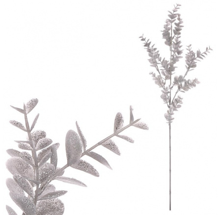 Eukalyptus - umělá větev, stříbrná se třpytkami