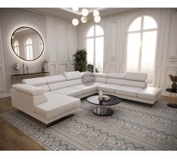 Rohová sedací souprava EMPORIO MAX II 300X350X180 - pravá, Eko kůže bílá