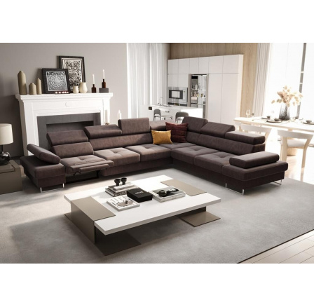 Rohová sedací souprava s funkcí spaní a relaxace GALAXY MAX 350x280 cm - volitelný odstín - pravá Rohová sedací souprava s funkcí spaní a relaxace GALAXY MAX 350x280 cm - volitelný odstín - pravá