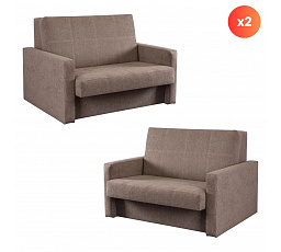 Sada 2x Dvoumístné Křeslo Na Spaní MILAN 2 Béžové