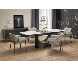 Jídelní stůl OSMAN, efekt bílého mramoru/černý