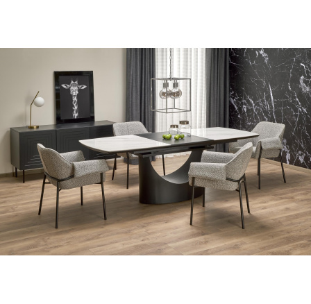 Jídelní stůl OSMAN, efekt bílého mramoru/černý