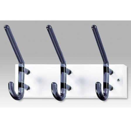 Nástěnný věšák - 3 háčky, bílý kov, kouřové akrylátové háčky