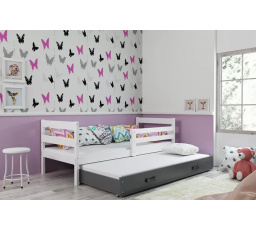 Dětská postel ERYK s přistýlkou 90x200 cm, včetně matrací, Bílá/Grafit