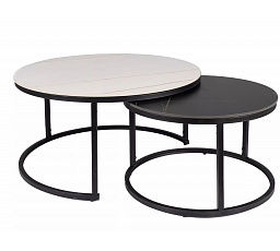 Konferenční stůl FERRANTE B, Bílý a černý efekt mramoru/Černý mat