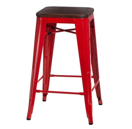Barová židle Paris Wood 75 cm červená borovice ořech