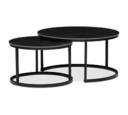 Konferenční stolek 80x80x43cm, slinutá keramika, mramor, AHG-404 BK