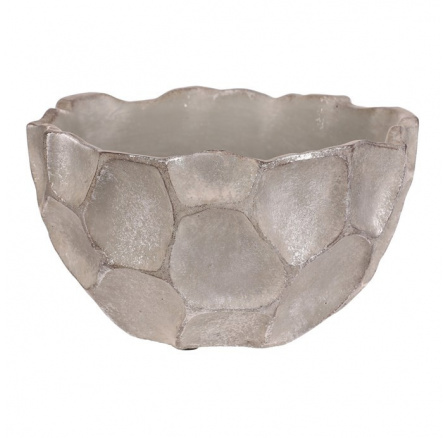 Obal betonový - vzor buněk, tvar mísy, vel. M, stříbrno-šedý