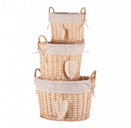 Koš proutěný - regálový, oválný s uchy, cena za sadu 3 ks Koš proutěný - regálový, oválný s uchy, cena za sadu 3 ks