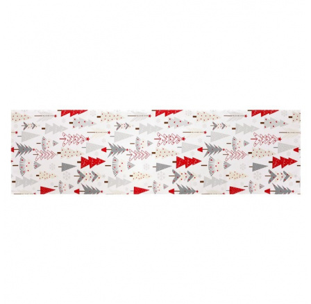Běhoun - barevné vánoční stromky, 100% polyester, 40 x 150 cm