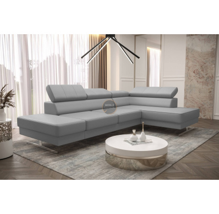 Rohová sedací souprava EMPORIO MINI 300x180 přírodní kůže - šedá kůže , pravá