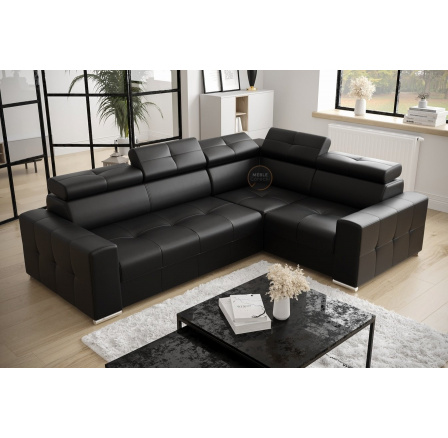 Rohová sedací souprava MARGO II 270×197 přírodní kůže - černá kůže , pravá Rohová sedací souprava MARGO II 270×197 přírodní kůže - černá kůže , pravá