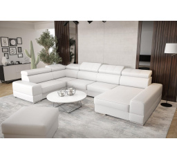 Rohová sedací souprava ROYAL MAX II průměr 30x375x185 přírodní kůže - černá kůže , pravá