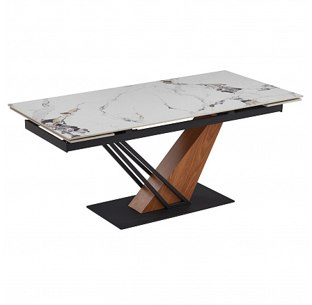 Stůl REX 2 Keramický Rozkládací 180-240 cm Bílý Mramor/Dub