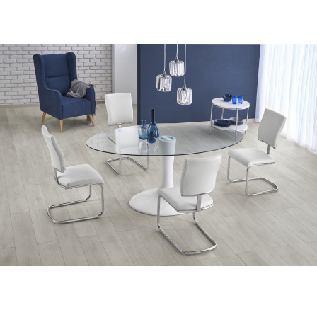 Jídelní stůl CORAL, bílý/čirý Jídelní stůl CORAL, bílý/čirý