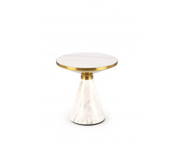 Konferenční stůl TALBI, Efekt bílého mramoru/Bílá/Zlatá