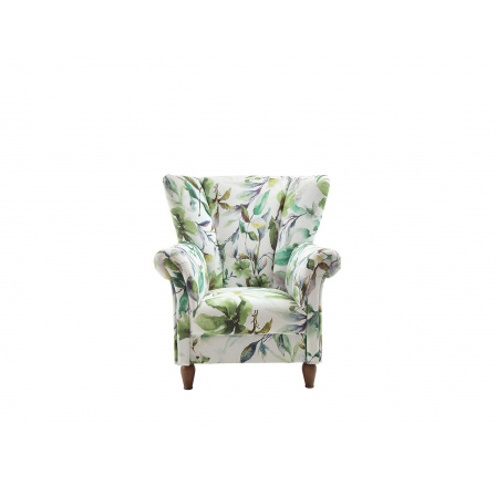 STRAWINSKY II ES - křeslo Print Magnolia 0301.003/40 green white, dř.TX061 (BRW COMFORT) II.skp. (Z)