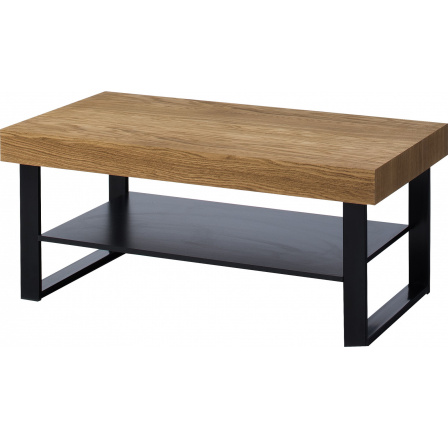 Konferenční stůl MONURIKI 41, dub medový s elementy černý mat -smontovaný nábytek 