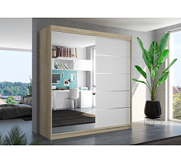 Posuvná skříň se zrcadlem OLIVER 200 Sonoma+White