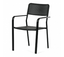 Zahradní židle, kov, plast, černá, AZC-H1021 BK