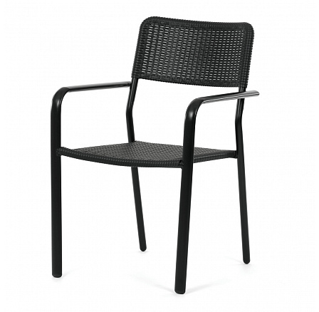 Zahradní židle, kov, plast, černá, AZC-H1021 BK