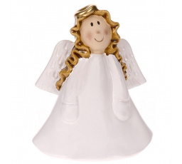 Anděl - keramická figurka, bílé šaty