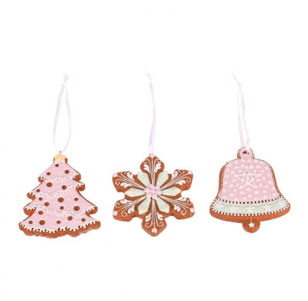 Ozdoby perníkové - závěsné, polyresin, mix 3, cena za 1 ks Ozdoby perníkové - závěsné, polyresin, mix 3, cena za 1 ks