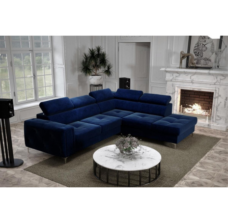 Rohová sedací souprava ORION II s funkcí spaní 225x255 cm - modrá, pravá
