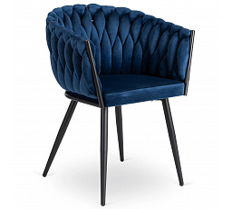 Židle ELENA Modrá Pletená Sametová