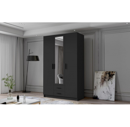 Skříň Arya II 120 - černá/černé úchytky