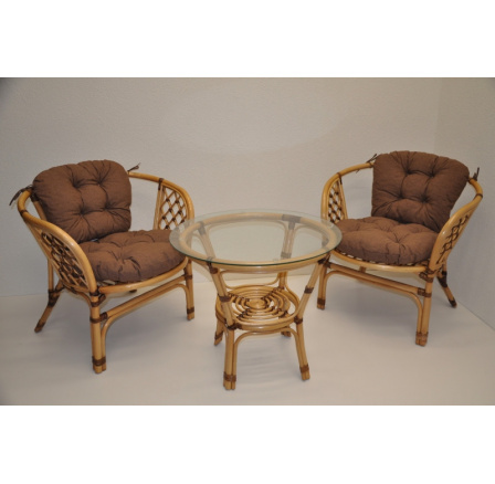 Ratanová sedací souprava Bahama malá LUX  polstry hnědý melír