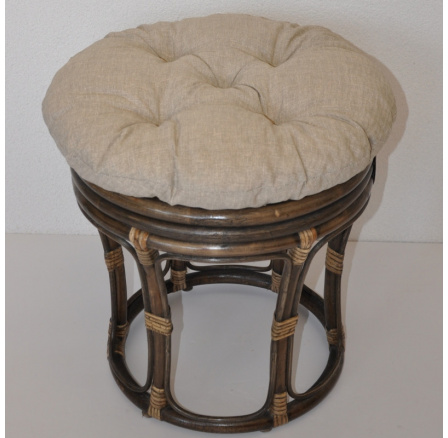 Ratanová taburetka velká hnědá polstr tmavě béžový melír Ratanová taburetka velká hnědá polstr tmavě béžový melír