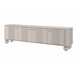 TV skříňka Vesper 4D 187 cm - kašmír / zlaté úchyty / nohy koule