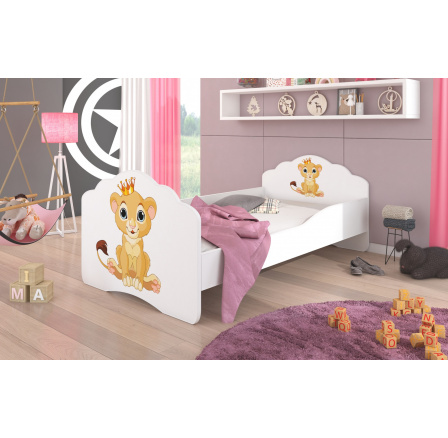Postel dětská CASIMO LION 140x70 Bílá postel s matrací